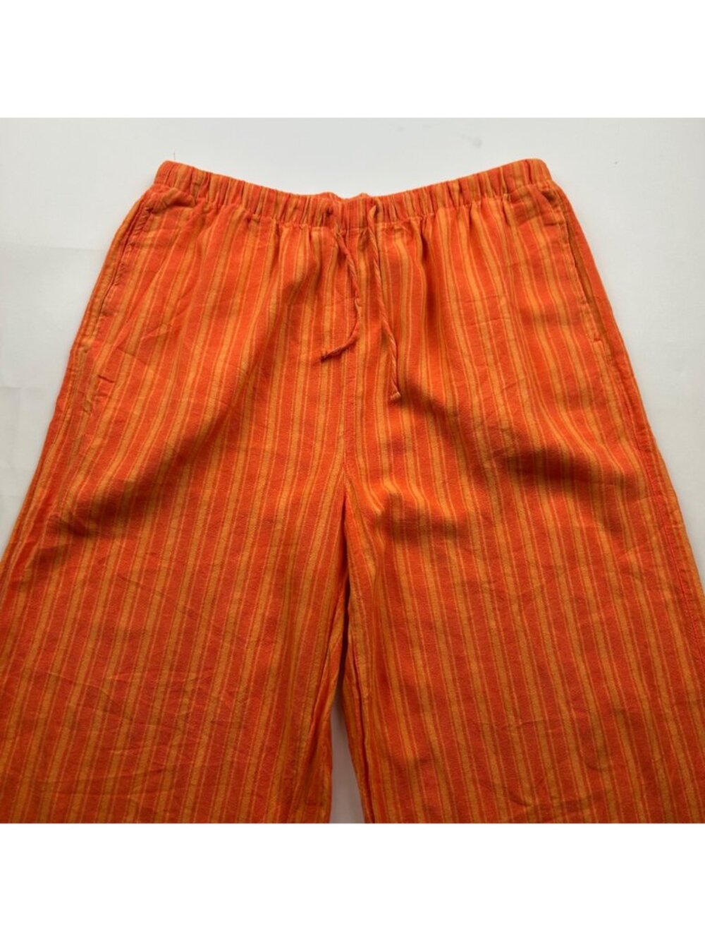 TALL Old Navy Orange Striped Linen Blend Wide Leg Lounge Pant MT - Picture 2 of 7